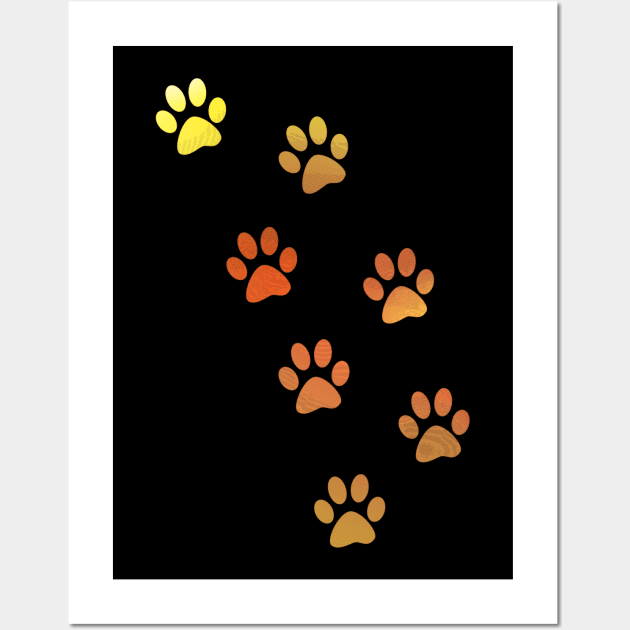 Red Watercolour Paw Prints Wall Art by alisadesigns